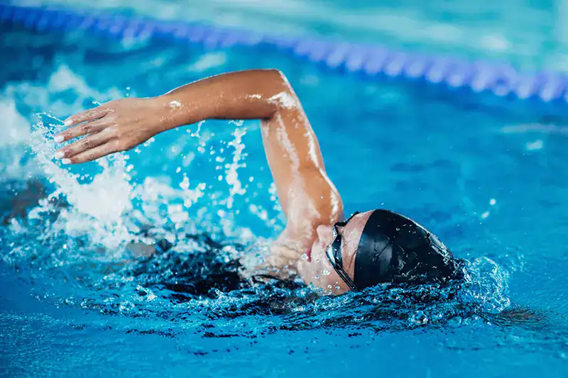 A swimmer doing laps